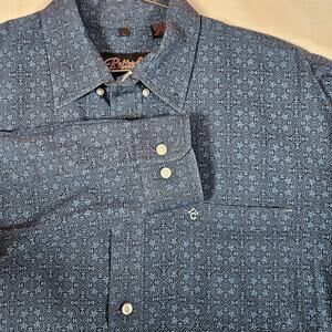 Rafter C Pro Flex 45 Shirt Mens Large Blue Geometric Western Long Sleeve Casual